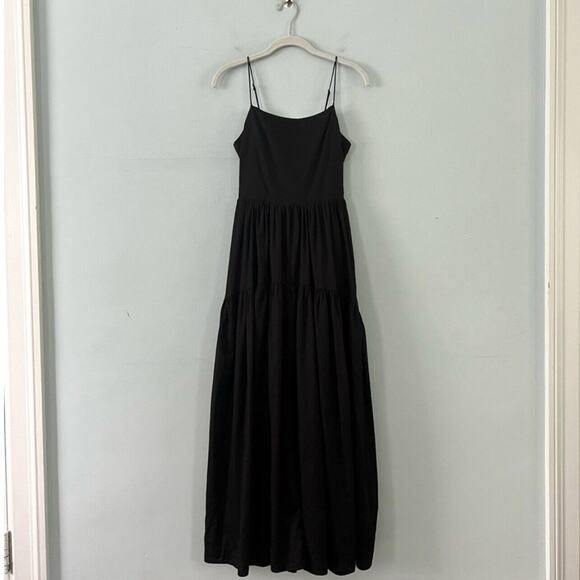 NWT Enza Costa Open Back Tiered Black Cotton Maxi Dress - Picture 3 of 8